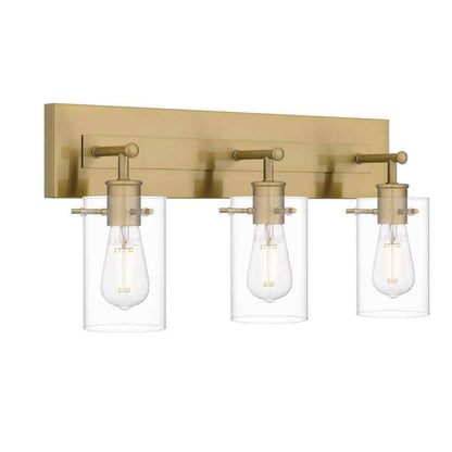 Hampton Bay Regan 21 in. 3-Light Brushed Gold Vanity Light w/ Clear Glass Shades