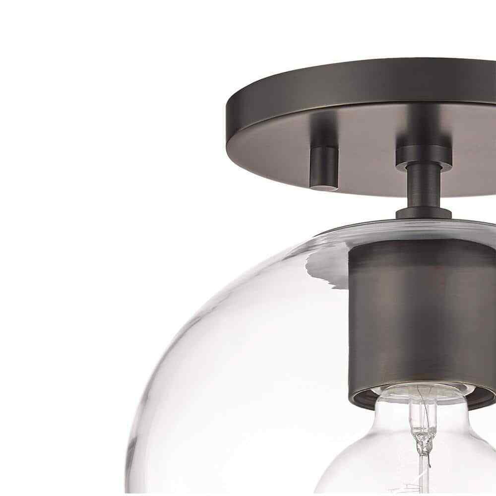 Hampton Bay Vista Heights 8 in. Matte Black Semi Flush Mount Ceiling Light