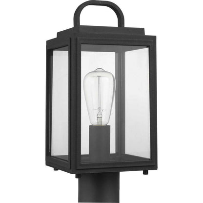 Progress Lighting Grandbury Textured Black Clear Glass Outdoor Post Light