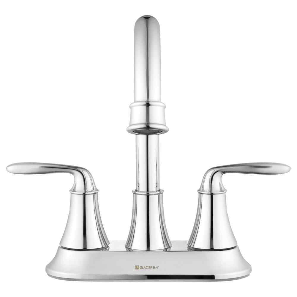 Glacier Bay Sadira 4 in. Centerset 2-Handle High-Arc Bathroom Faucet in Chrome