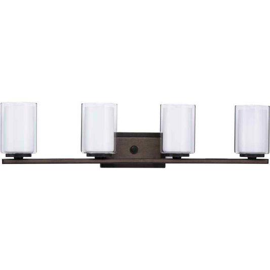 Progress Lighting Mast 4-Light Antique Bronze Clear Glass Coastal Bath Vanity