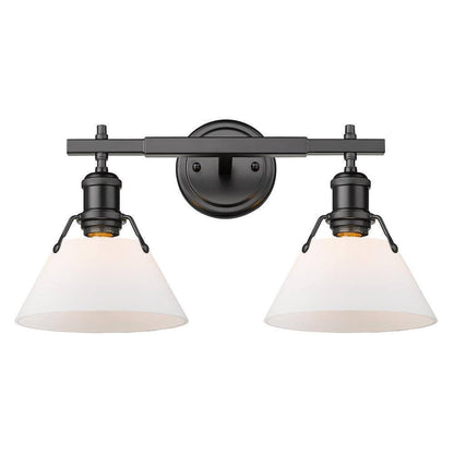 Golden Lighting Orwell 4.875 in. 2-Light Matte Black Vanity Light