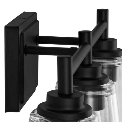 Hampton Bay Wakefield 22 in. 3-light Matte Black Vanity with Clear Glass Shades