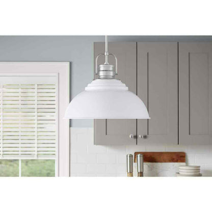 Home Decorators Shelston 16 in. 1-Light White and Chrome Farmhouse Light