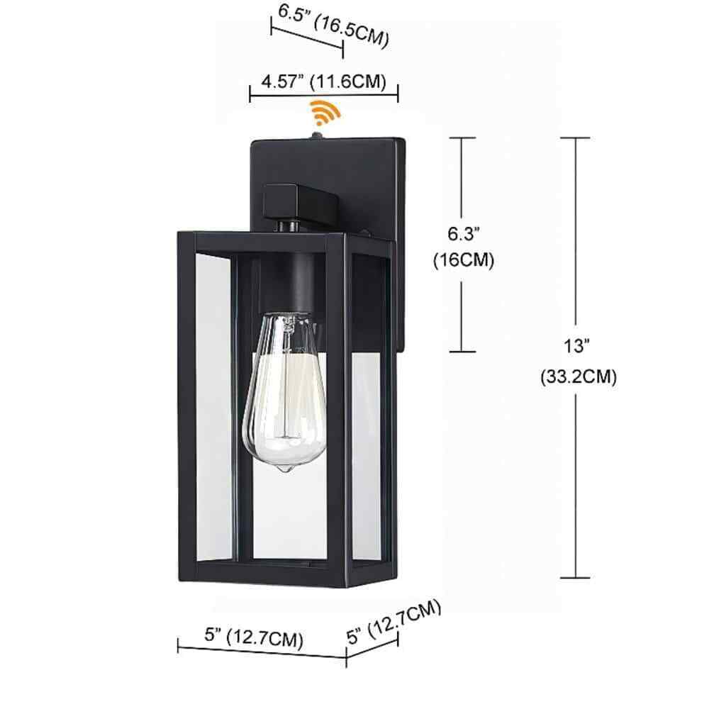 Hukoro Martin  Matte Black Hardwired Outdoor Wall Lantern Sconce w/ Dusk to Dawn
