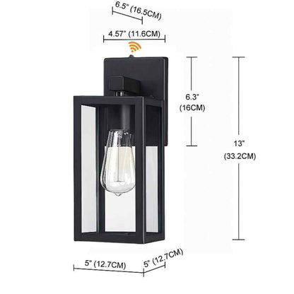Hukoro Martin  Matte Black Hardwired Outdoor Wall Lantern Sconce w/ Dusk to Dawn