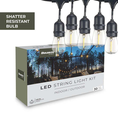 Bulbrite Outdoor 30 ft. Edison String Light Shatter Resistant Bulbs 12-Sockets