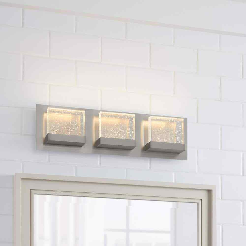 Home Decorators Alberson Brushed Nickel Integrated LED Bathroom Vanity Light Bar