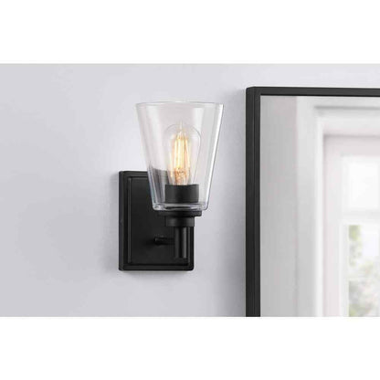 Hampton Bay Wakefield 1-Light Matte Black Indoor Wall Sconce HB3679-43