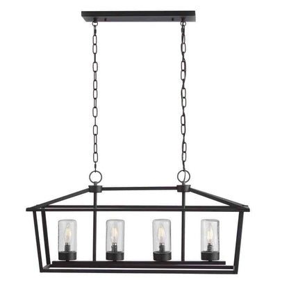Home Decorators Jill 4-Light Textured Black Linear Chandelier 81010000048638