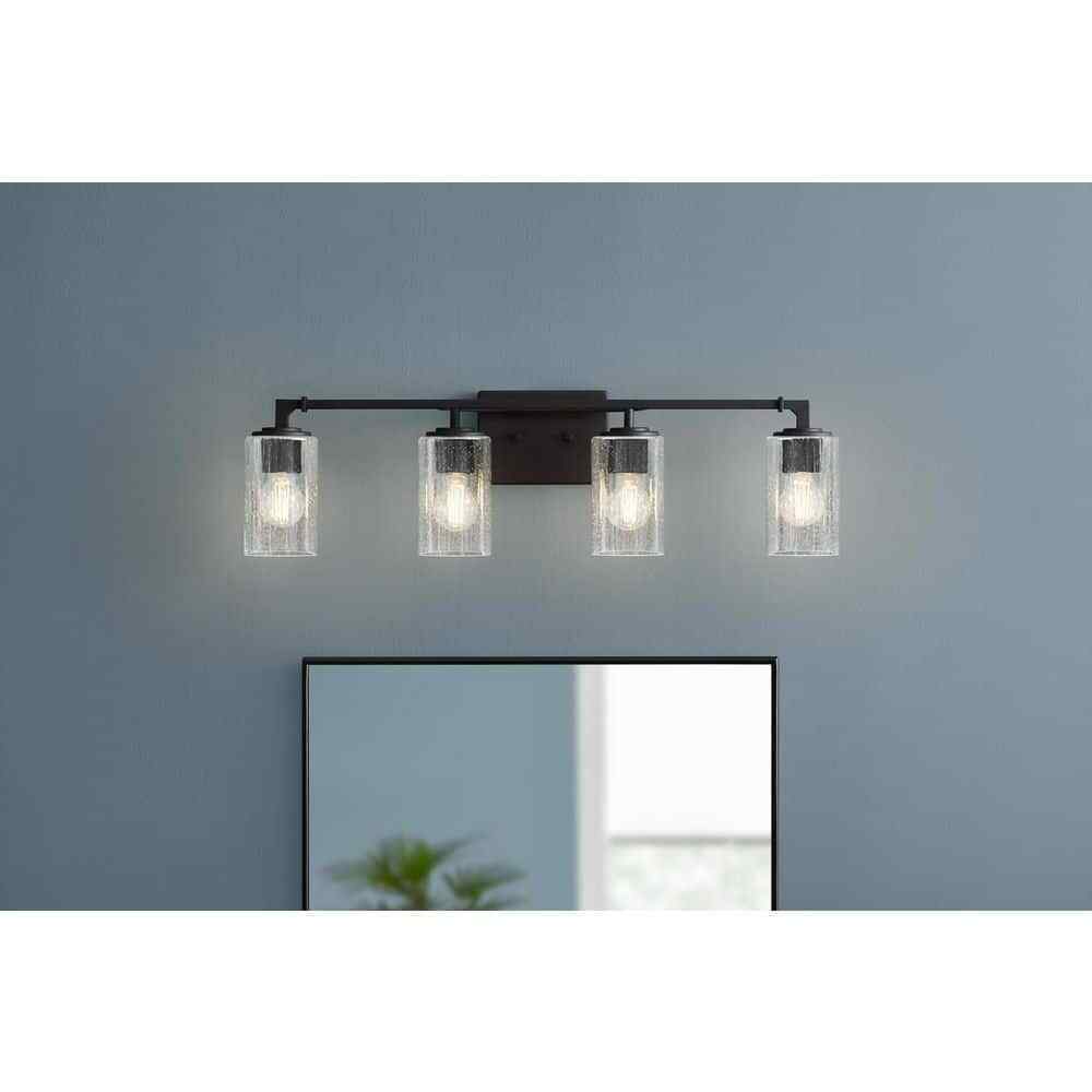 Home Decorators Helenwood 30.75 in. 4-Light Matte Black Bathroom Vanity Light
