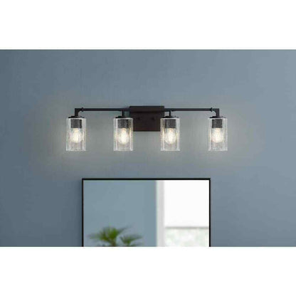 Home Decorators Helenwood 30.75 in. 4-Light Matte Black Bathroom Vanity Light
