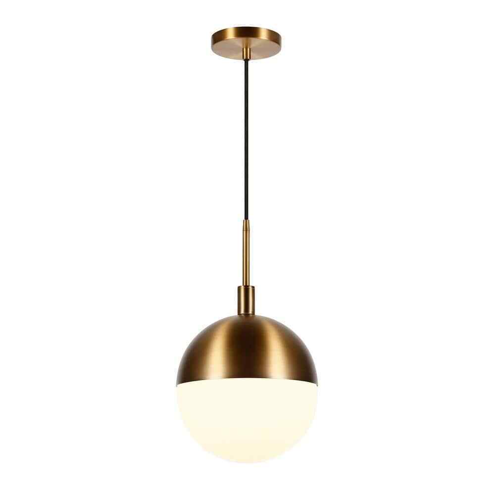 Meyer&Cross Orb 1-Light Large Globe Brass and Frosted Glass Pendant PD0333