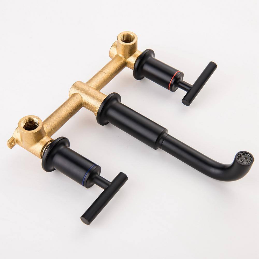 matrix decor Two-Handle Wall Mounted Bathroom Faucet in Matte Black