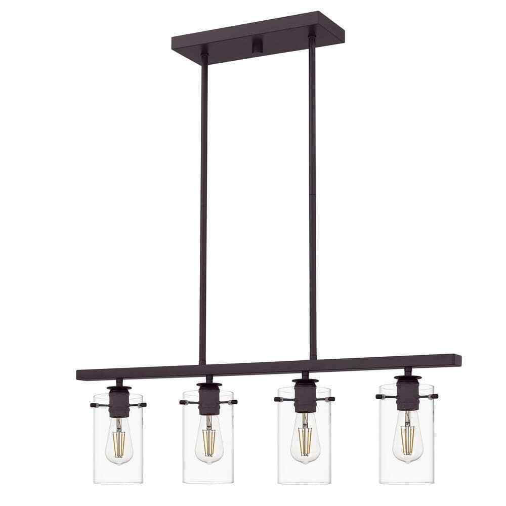 Hampton Bay Regan Espresso Linear Kitchen Chandelier w/ Glass Shades