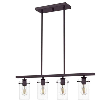 Hampton Bay Regan Espresso Linear Kitchen Chandelier w/ Glass Shades