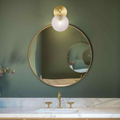 Hampton Bay Walsh 1-Light Brass Wall Sconce Light with Prismatic Glass Shade
