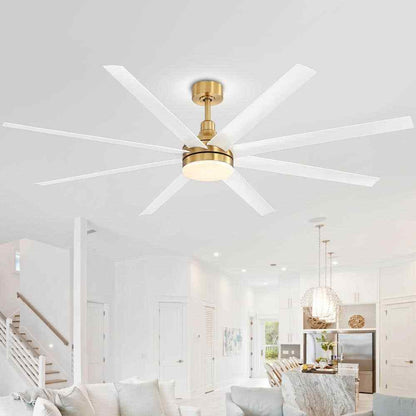 Breezary Archer 72 in. LED Indoor Gold Ceiling Fan w/ Light and Remote Control