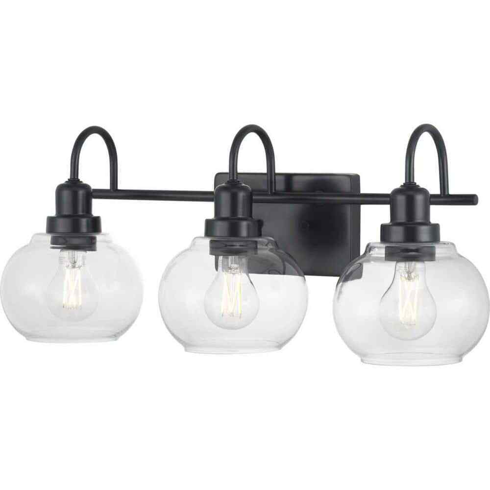 Home Decorators Halyn 23 in. 3-Light Matte Black Bathroom Vanity Light