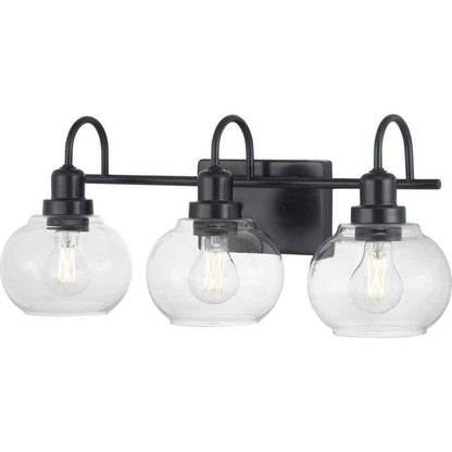 Home Decorators Halyn 23 in. 3-Light Matte Black Bathroom Vanity Light