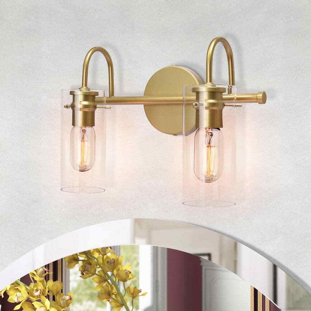 EDISLIVE Paquette 14 in. 2-Light Gold Modern Vanity Light Fixture
