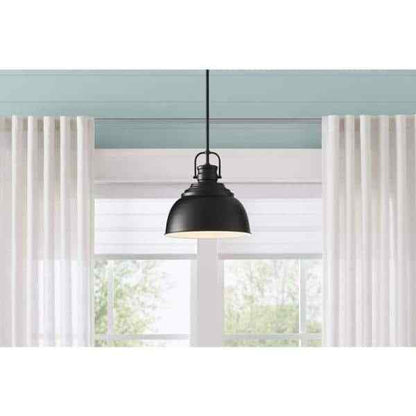 Home Decorators Collection Shelston 13 in. Black Farmhouse Pendant Light Fixture