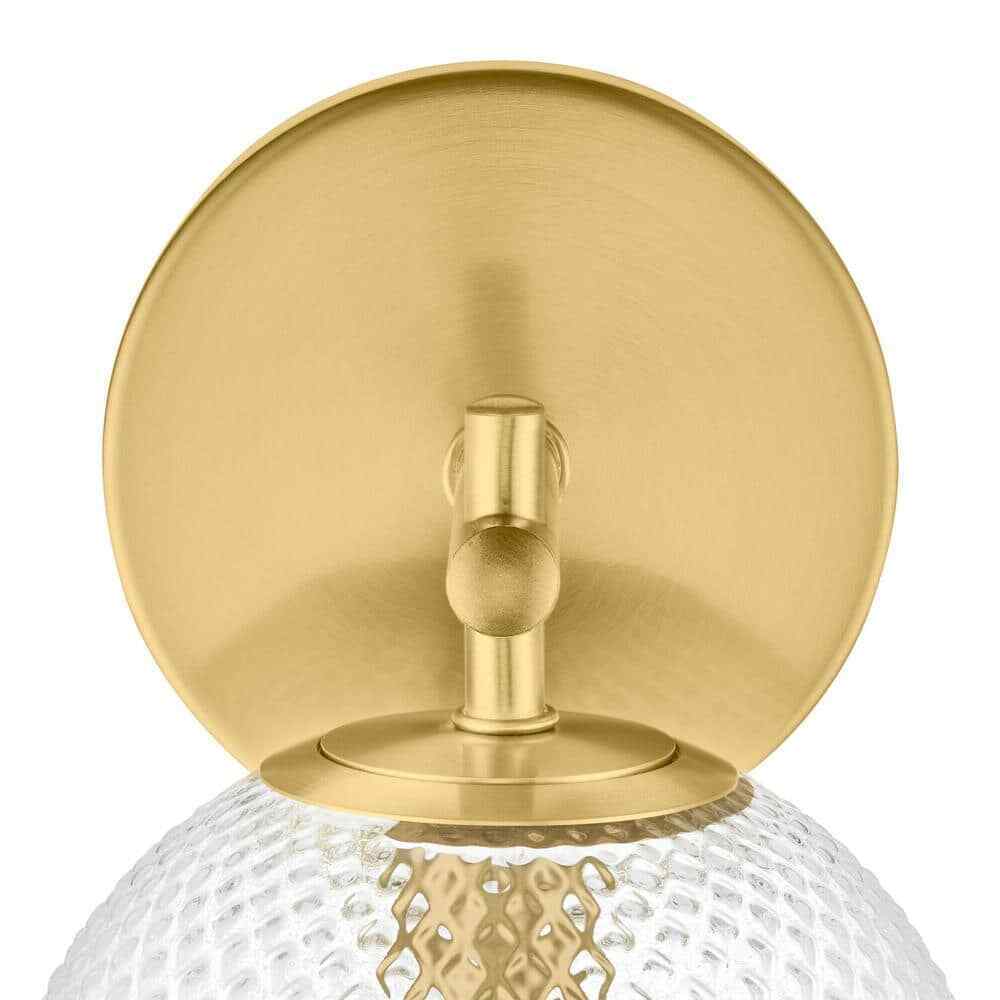 Hampton Bay Walsh 1-Light Brass Wall Sconce Light with Prismatic Glass Shade