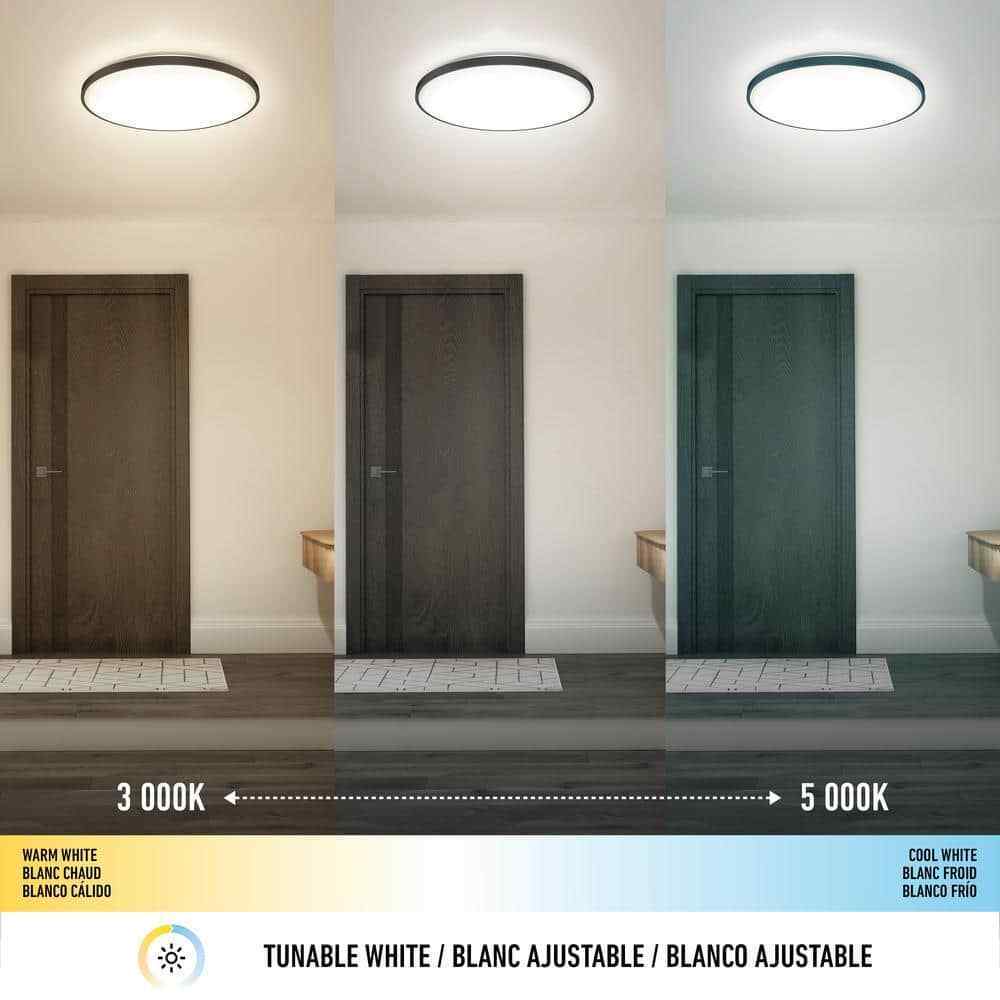 Artika Europa Modern Black LED CCT 3 Flush Mount Ceiling Light Fixture