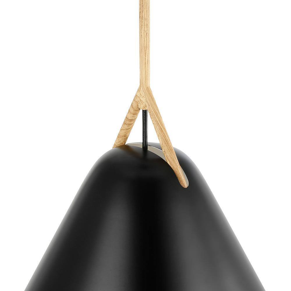 Light Society Kalix 14 in. 1-Light Black Pendant with Metal Shade LS-C402-BK