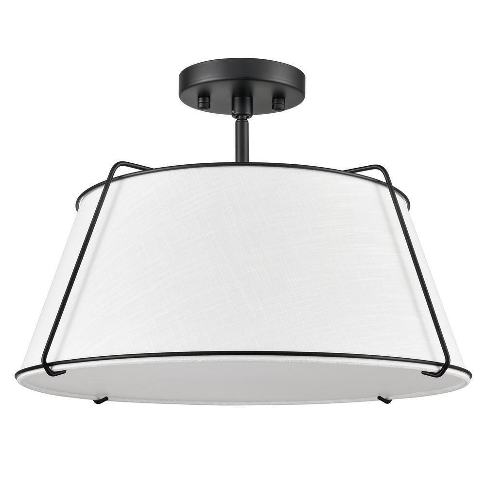 Light Society Lise 2-Light Black/White Pendant with Fabric Shade LS-C556-BLK