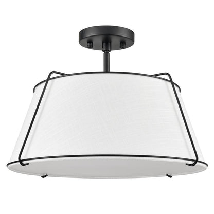 Light Society Lise 2-Light Black/White Pendant with Fabric Shade LS-C556-BLK