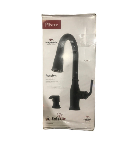 Pfister Rosslyn Pull Down Sprayer Matte Black Kitchen Faucet w/ Deckplate