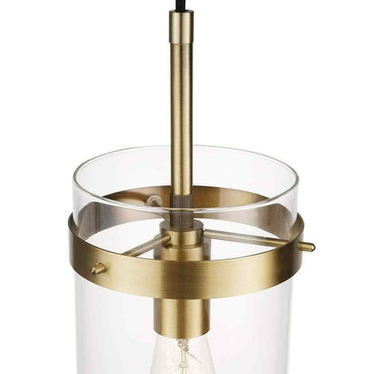 Globe Electric Connor 1-Light Brass Pendant Light with Clear Glass Shade