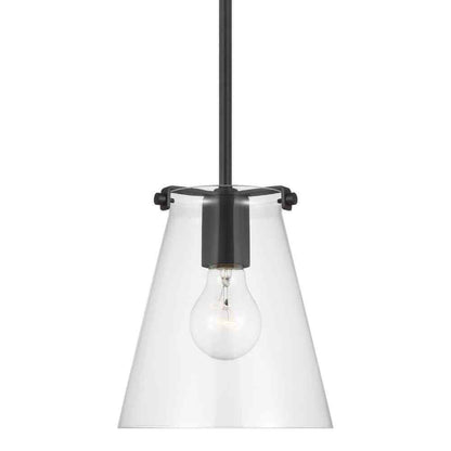 Sea Gull Lighting Blaine 1-Light Matte Black Hanging Pendant w/ Clear Glass