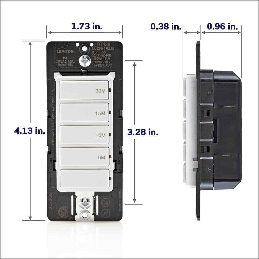 Leviton Decora 15 Amp 30-Minute In-Wall Timer Switch 1/2 HP/9.8Amp Fan/Motor
