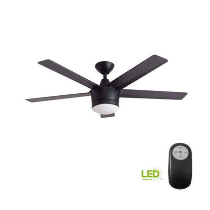 Home Decorators Merwry 52 in. LED Indoor Matte Black Ceiling Fan