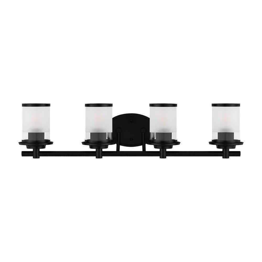 Hampton Bay Truitt 32.1 in. 4-Light Matte Black Modern Transitional Vanity