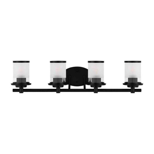 Hampton Bay Truitt 32.1 in. 4-Light Matte Black Modern Transitional Vanity