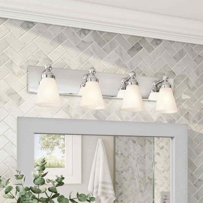 Designers Fountain Hudson Chrome Transitional Vanity w/ White Opal Glass Shades