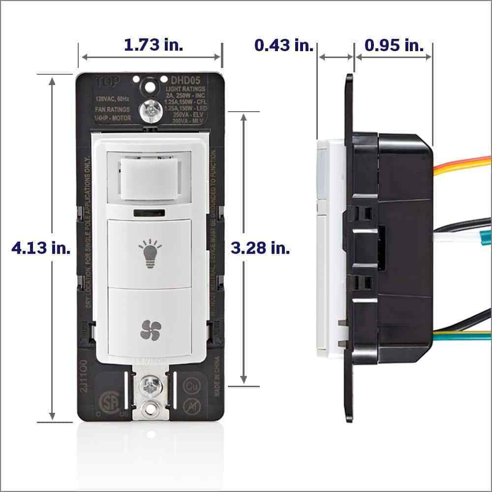 Leviton Decora In-Wall Combination Humidity Sensor Fan Control w/Light Switch