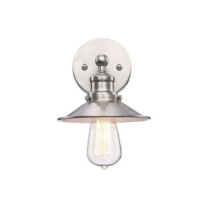 Hampton Bay Glenhurst 1-Light Brushed Nickel Indoor Wall Sconce w/ Metal Shade