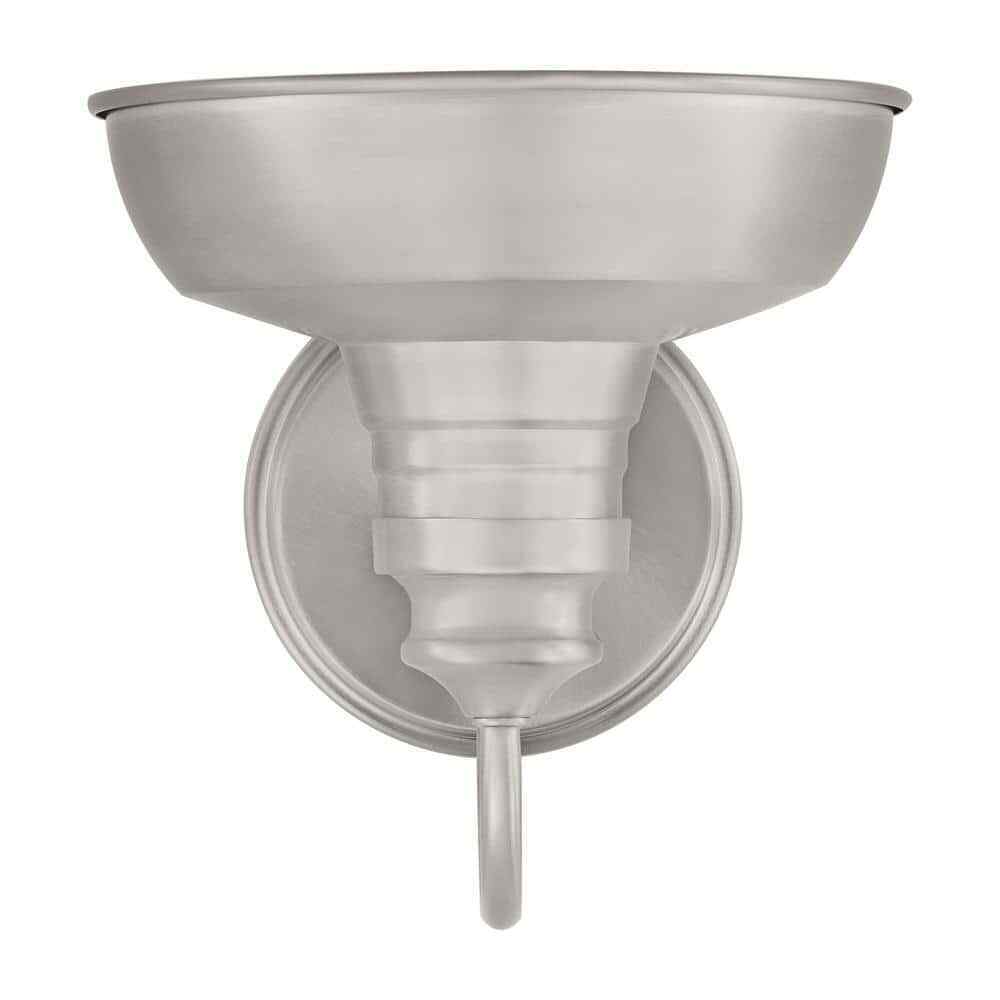 Hampton Bay Elmcroft 7.63 in 1Light Brushed Nickel Modern Farmhouse Sconce Light