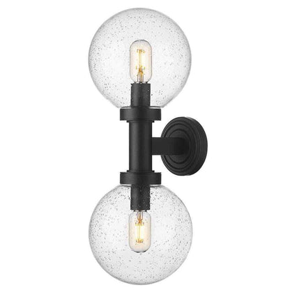 Laurent 2-Light Black Hardwired Cylinder Outdoor Wall Scone 599M2-BK