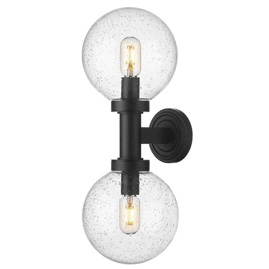 Laurent 2-Light Black Hardwired Cylinder Outdoor Wall Scone 599M2-BK