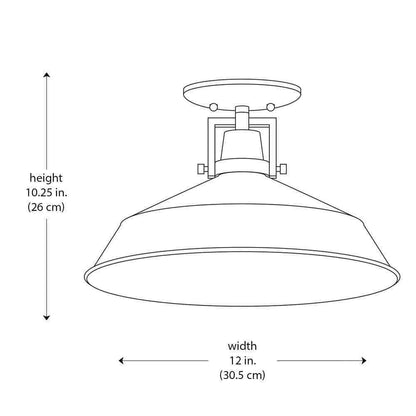 Hampton Bay Wilhelm 12 in. 1-Light Brushed Steel Semi-Flush Mount Ceiling Light