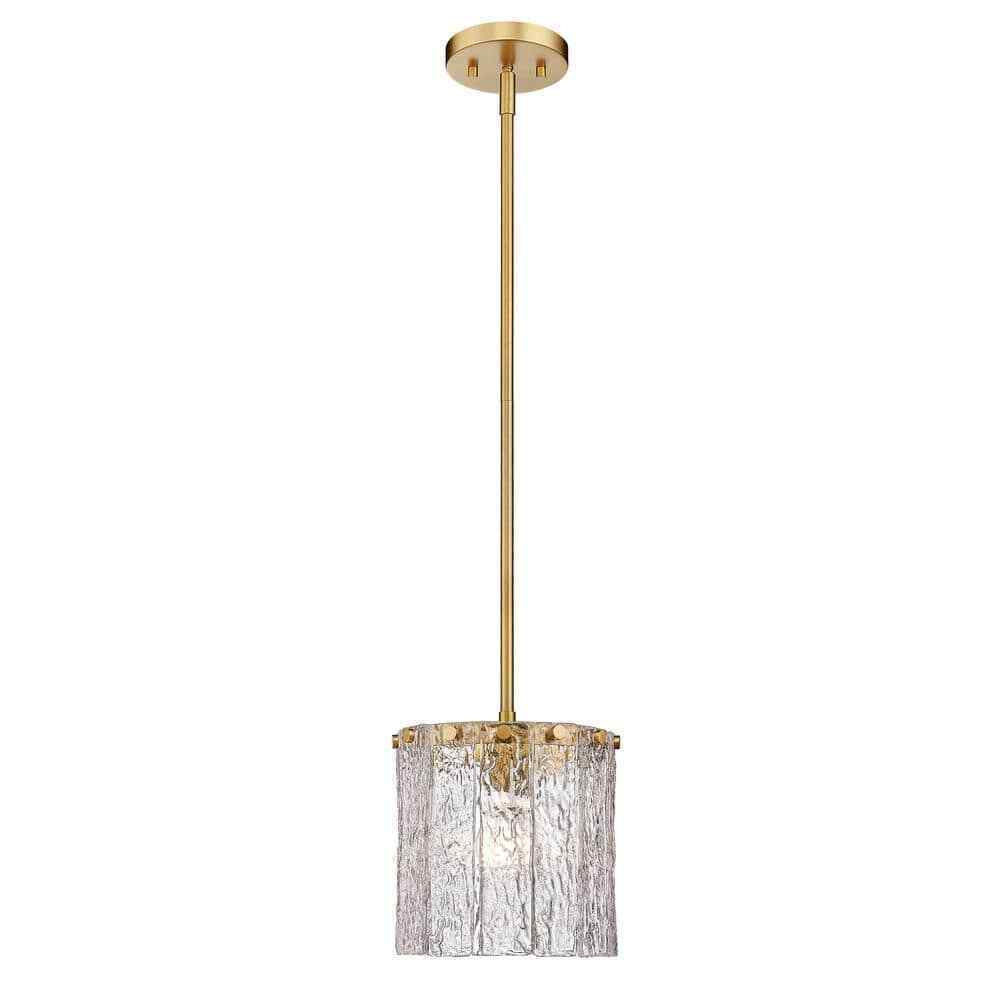 Glacier 1-Light Modern Gold Pendant-Light with Glass Shade