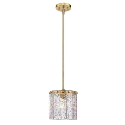 Glacier 1-Light Modern Gold Pendant-Light with Glass Shade
