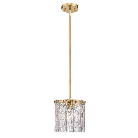 Glacier 1-Light Modern Gold Pendant-Light with Glass Shade