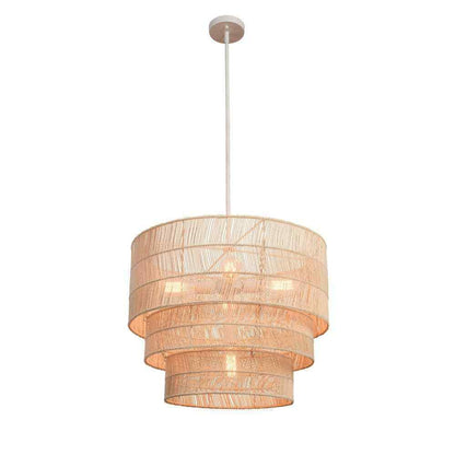 Hampton Bay Sessions 5-Light Brown Tiered Rattan Pendant