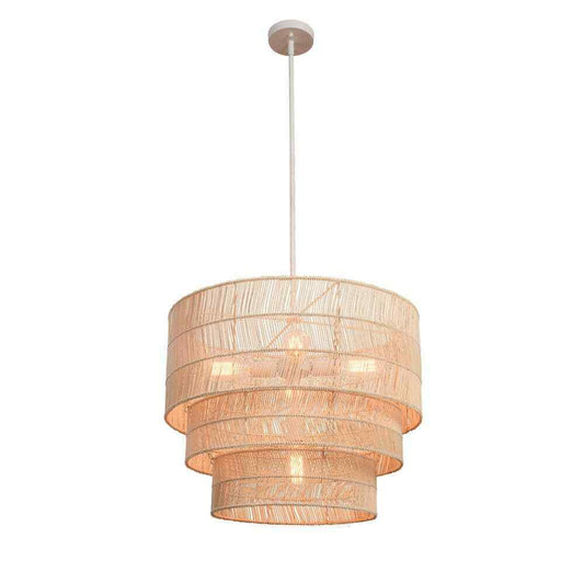 Hampton Bay Sessions 5-Light Brown Tiered Rattan Pendant